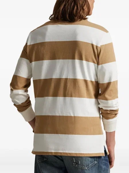 Dlouhá pruhovaná s límcem kšiltovka Polo Ralph Lauren modrá