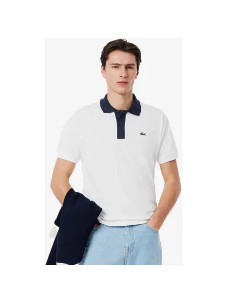 Koszulka Lacoste Classic Fit krótki rękaw granatowy XS biały