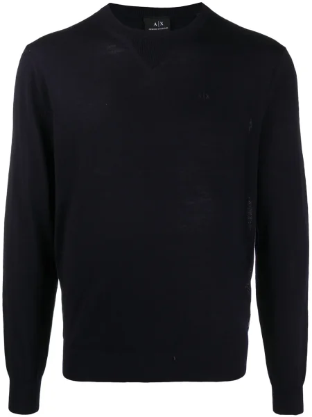 Pulover Armani Exchange cu broderie de lână albastru