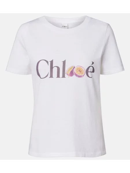 Tricou Chloé din jerseu alb