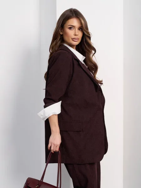 Піджак ISSA Plus темно-коричневий вельвет коричневий