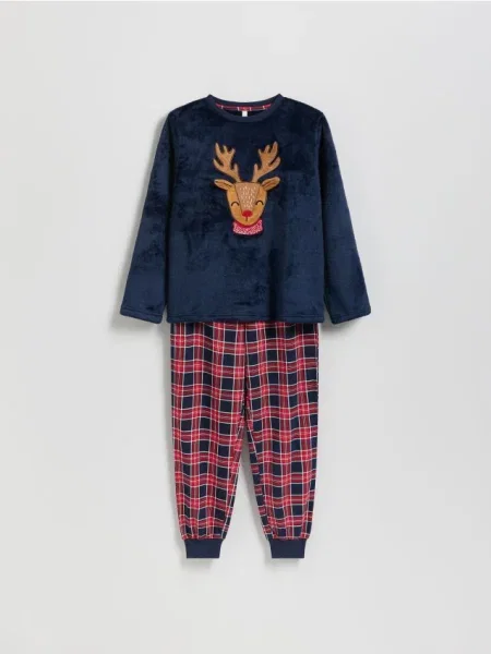 Reserved Świąteczna piżama z reniferem granatowy