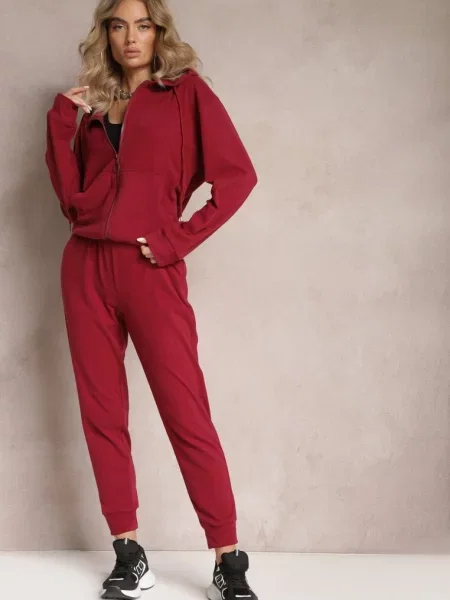 Set sport bordeaux cu 2 piese cu bluza și pantaloni Seraphira bordo