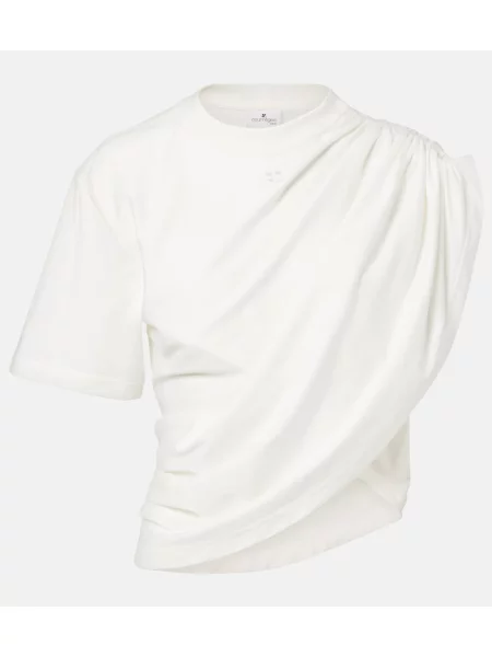 Tricou Courreges cu volane din jerseu asimetric alb