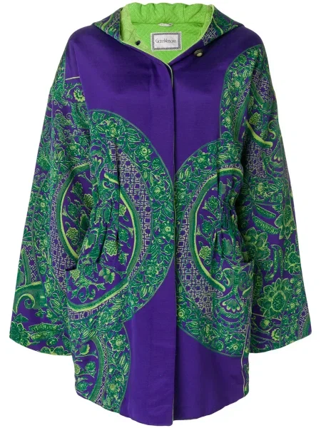 Květinový kabát Versace Pre-owned s kapucí fialový
