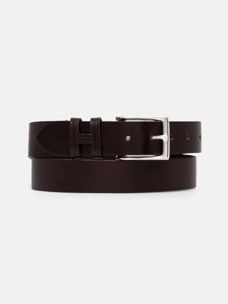 Шкіряний ремінь Hackett London коричневий
