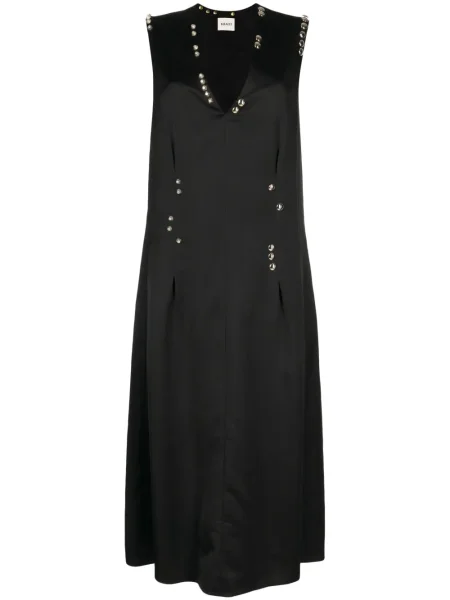 Rochie midi Khaite cu decolteu în V până la genunchi de costum negru