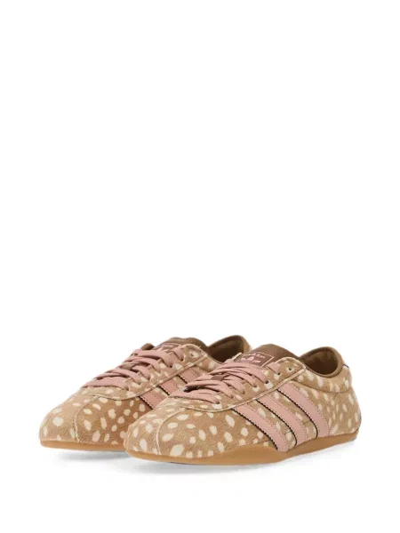 Lung pantaloni scurți Adidas din piele cu buline maro