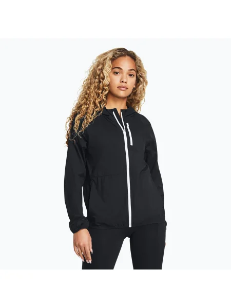 Under Armour Phantom Windbreaker дамско яке за бягане черно/бяло/бяло бяло