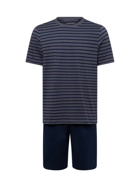 Schiesser Piżama Casual Essential Mężczyźni niebieski|szary w 50 szara