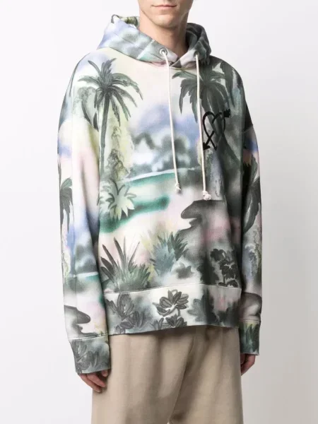 Hanorac cu glugă Palm Angels cu autograf verde