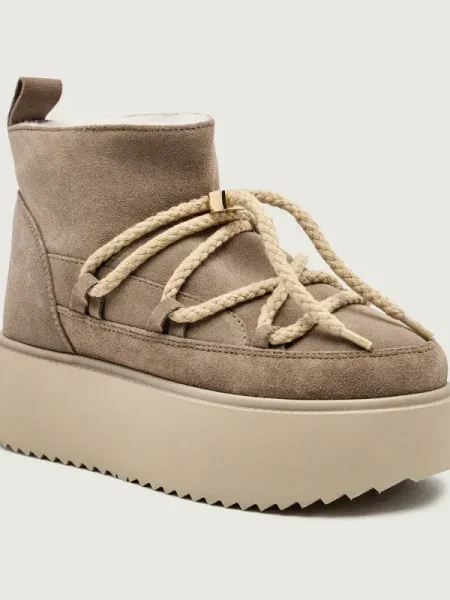 INUIKII Bocanci CLASSIC LOW PLATFORM | piele întoarsă bej