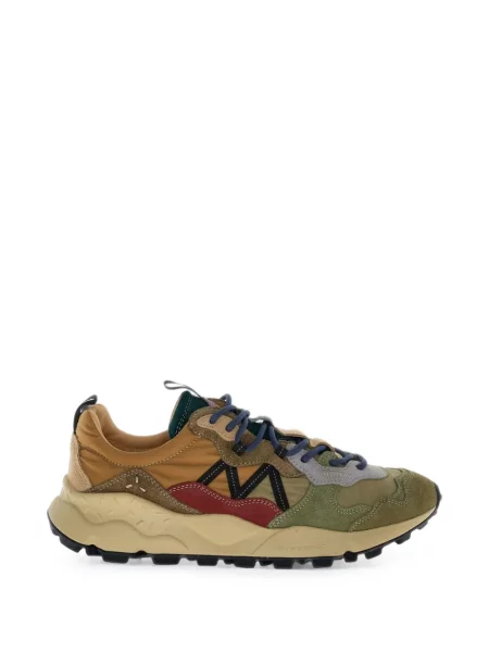 Sneakerși Flower Mountain din piele de căprioară cu model floral maro