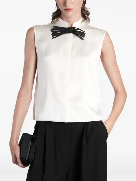 Cămașă Giorgio Armani cu funde fără mâneci alb