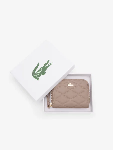 Кожаный кошелек Lacoste бежевый