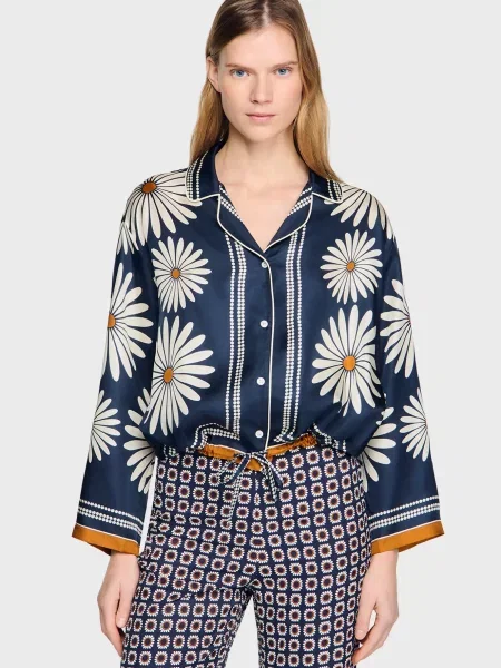 Шовкова блуза Sandro синя