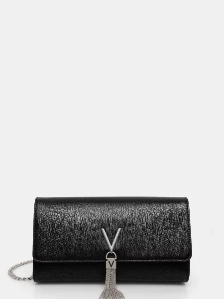 Lniana torebka Valentino czarna