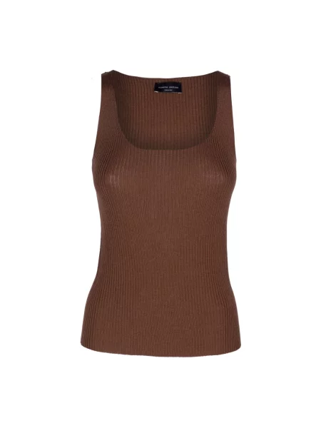 Top Roberto Collina koronkowy brązowy