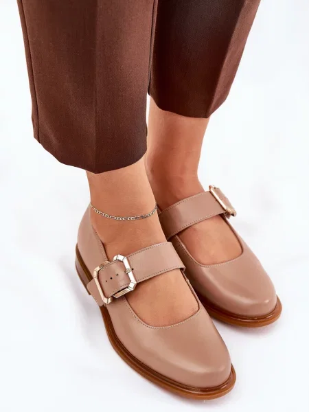 Usnjene balerinke Laura Messi z zaponko bež