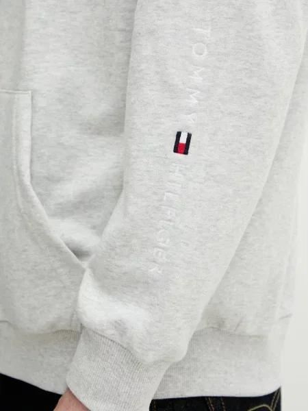 Суичър с качулка Tommy Hilfiger с качулка сиво