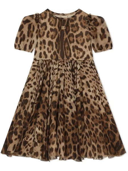 Sukienka midi dziecięca Dolce And Gabbana brązowa