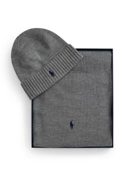 Sada čepice a šál Polo Ralph Lauren šedý