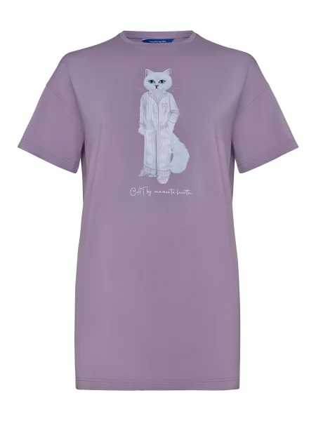 Cat e Lolette Tričko Pajamas Cat' fialová