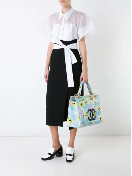 Květinová kabelka Chanel Pre-owned modrá