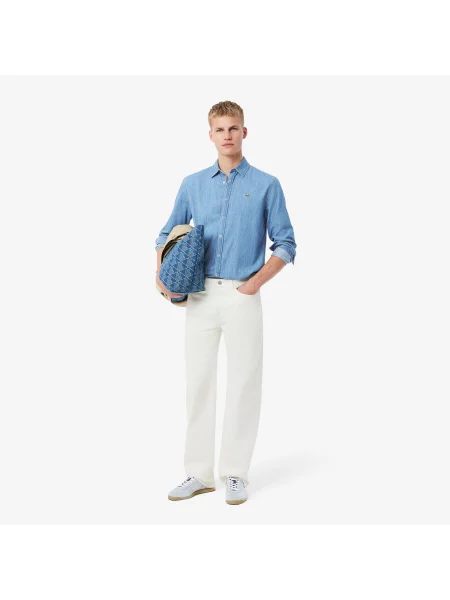 Lacoste Lekka Koszula Dżinsowa Regular Fit niebieska