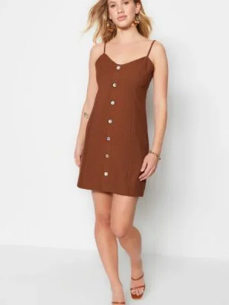 Mini haljina Trendyol a-linija smeđa