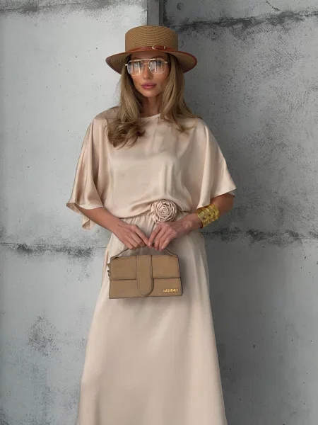 Макси платье Jadone Fashion бежевое