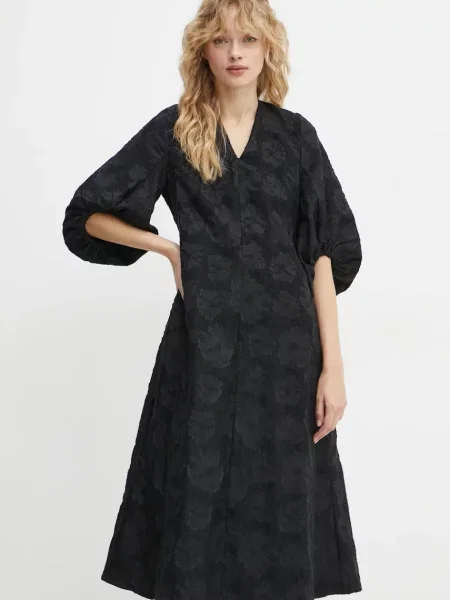 Stine Goya rochie midi evazati negru
