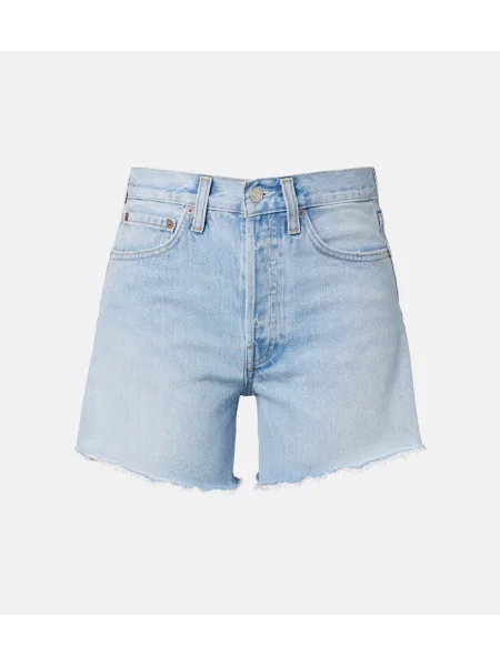 Pantaloni scurți din denim Agolde zdrențuiți albastru