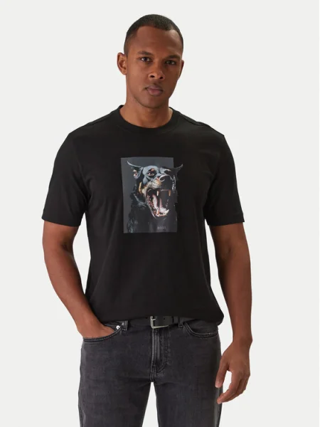 BOSS Tričko Dobermann béžová / ťavej srsti / čadičová čierna
