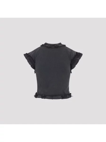 Top Balenciaga z falbankami czarny