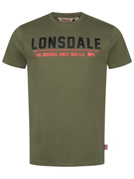 LONSDALE Tricou Crantock oliv / roșu rodie negru