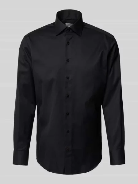 Koszula biznesowa o kroju regular fit z Uni Solid Eterna czarna