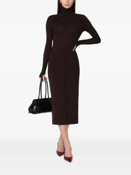 Spódnica midi Victoria Beckham brązowa