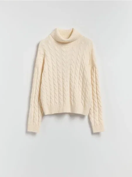 Reserved Pulover cu guler rulat și model decorativ nude