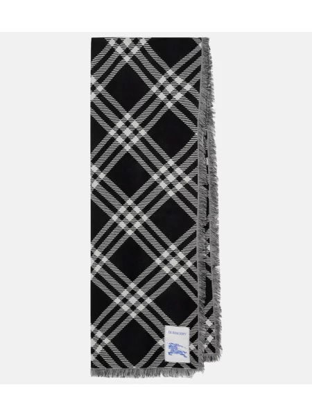Fular Burberry de lână în carouri gri