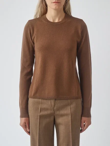 Lung pulover Max Mara cu decolteu rotund maro