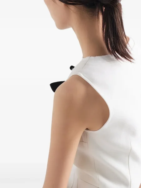 Rochie fără mâneci Prada cu funde fără mâneci de costum alb