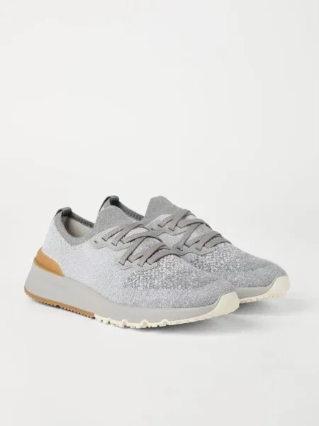 Sneakerși Brunello Cucinelli tricotate gri