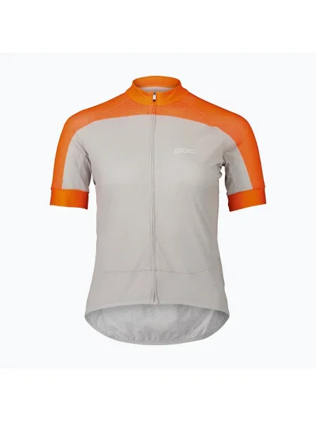 Tricou de ciclism pentru femei POC Essential Road Logo zink orange/granite grey gri