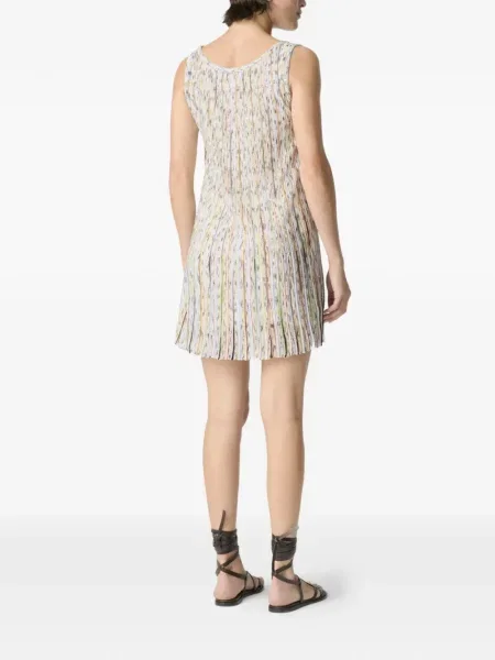 Rochie mini Missoni cu dungi plisată de costum alb