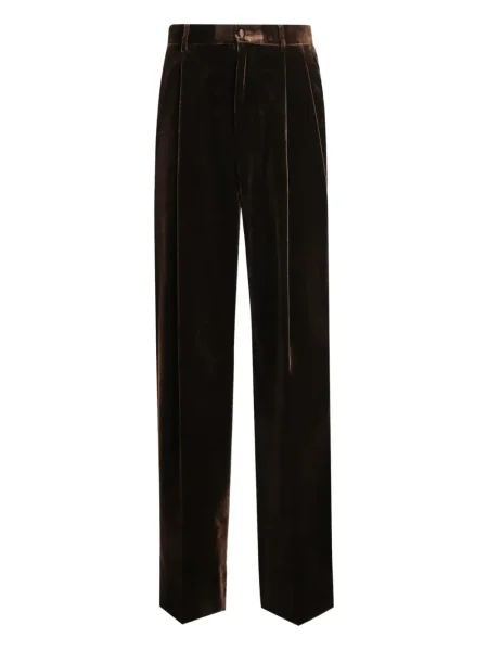 Sametové plisované kalhoty Dolce & Gabbana hnědé