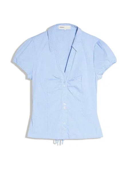 Bershka Bluză albastru deschis / negru alb