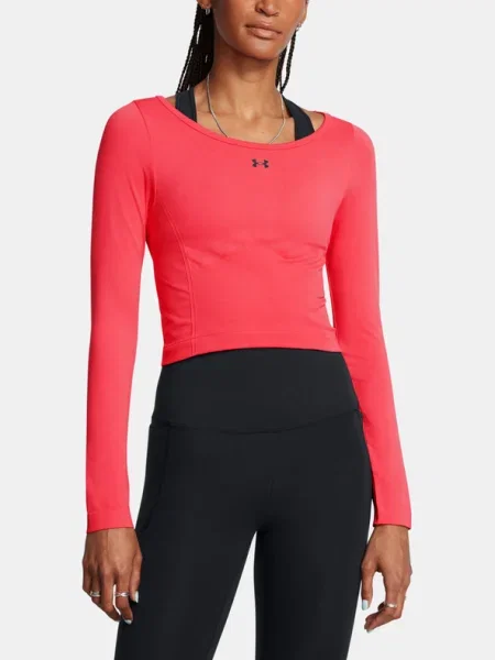 Блуза с дълги ръкави за трениране Under Armour Train Seamless червено