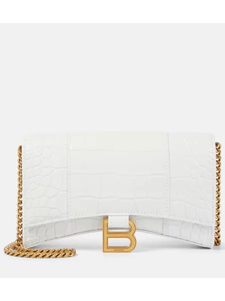 Colier Balenciaga din piele alb