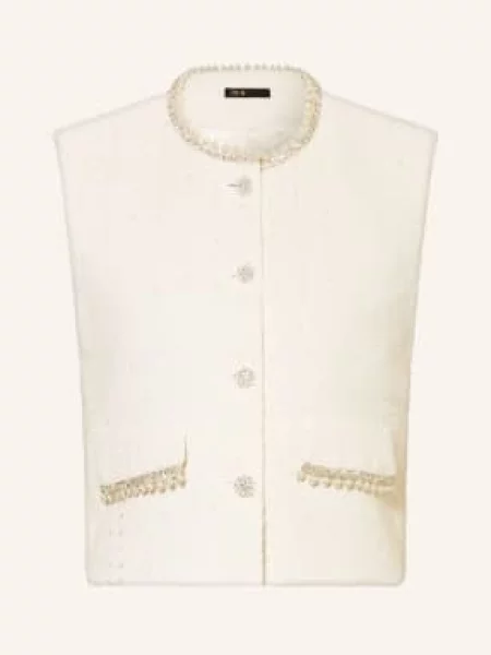 Maje Kamizelka Blezerowa Z Tweedu Z Kamieniami Ozdobnymi weiss